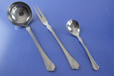 Marke Tischfein Saucenkelle, Fleischgabel und Zuckerlöffel Edelstahl