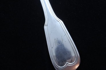 Bruckmann Augsburger Faden Gabel mit Monogramm "MN" versilbert