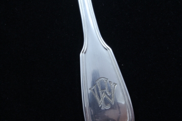 Bruckmann Augsburger Faden Gabel mit Monogramm "WAL" versilbert