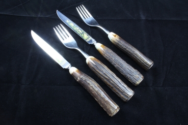 Anton Wingen Jagdbesteck Steakbesteck für 2 Personen Horngriff Solingen