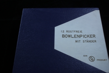 12 Cocktailgabeln Bowlenpicker mit Ständer