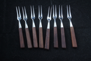 8 Cocktailgabeln Bowlenpicker Little Forks Holzgriff