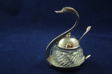 Senftöpfchen "Schwan" versilbert