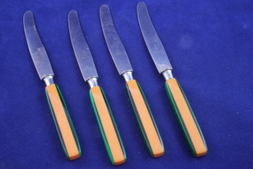 4 Obstmesser Bakelit grün / orange