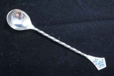 6 Kaffeelöffel gedrehter Stiel türkis 14,8 cm Edelstahl