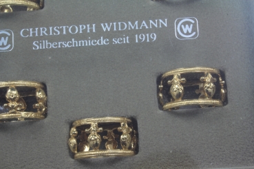 Christoph Widman 6 kleine Serviettenringe 24 Karat vergoldet