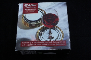 Tchibo 6 Untersetzer versilbert mit vergoldetem Rand