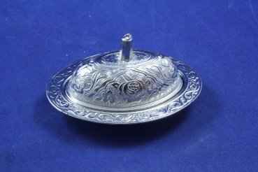 Kleine Schale mit Deckel für Gewürze, Salz etc versilbert