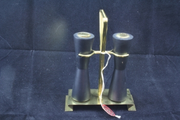 Salz- und Pfefferstreuer Menage Holz + Messing 60er Jahre