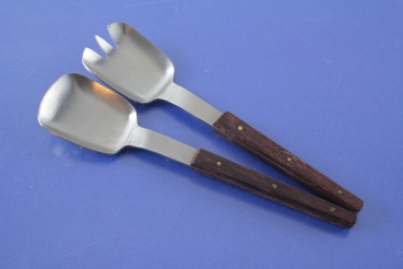 Mini Salatbesteck mit Holzgriffen 60er Jahre