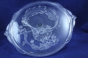 Schöne Tortenplatte mit Fuß aus Glas rund 31 cm