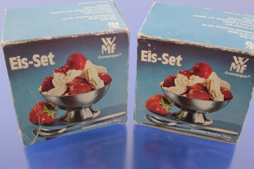 WMF 2 x Eis-Set Eisschale + Eislöffel Cromargan OVP