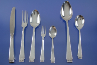 Burberg Jugendstil Besteck für 6 Personen + 2 Vorleger 32 Teile versilbert