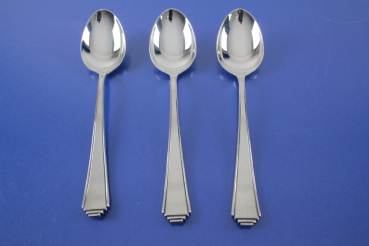Lutz & Weiss Pyramide Art Deco 3 große Kaffeelöffel 14,5 cm versilbert