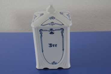 Teedose Zwiebelmuster weiß blau Porzellean