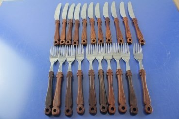 Fürst Besteck 11 Messer + 10 Gabeln Edelstahl mit Holzgriff