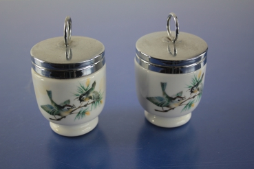 Royal Worcester 2 x Ei-Töpfli Egg Codler Porzellan Vögel