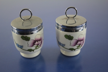 Royal Worcester 2 x Ei-Töpfli Egg Codler Porzellan Blumen