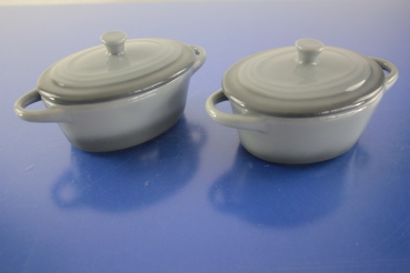 2x Mini Bräter mit Deckel Schmortopf Gartopf Auflaufform Backform 14 × 8,0 x 4,5 cm