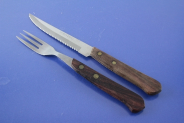 Steakbesteck / Pizzabesteck für 6 Personen Edelstahl Holzgriff