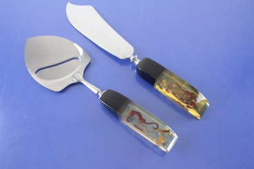 Käsehobel + Tortenmesser mit Seepferdchen