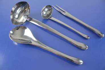 Küchenhelfer Set 4 Teile Suppenkelle Saucenkelle Fleischgabel Servierlöffel Edelstahl