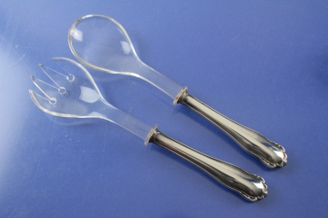 Salatbesteck 24 cm versilbert mit Kunststofflaffen