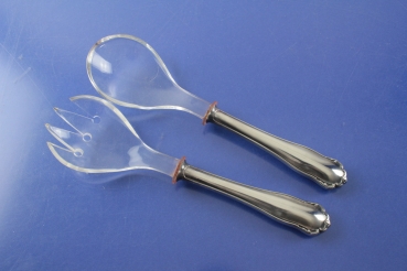 Salatbesteck 21 cm versilbert mit Kunststofflaffen