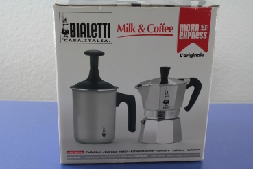 Bialetti Moka Express Milk + Coffee Espressokocher für 3 Tassen + Milchaufschäumer OVP