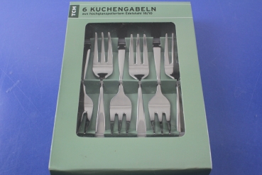 TCM Tchibo 6 Kuchengabeln Edelstahl 18/10 OVP