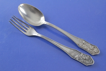 Berndorf Kinderbesteck Babybesteck 2-teilig Gabel und Löffel 18,8 cm versilbert