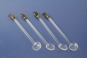 4 Cocktaillöffel 13,0 cm Glas versilbert