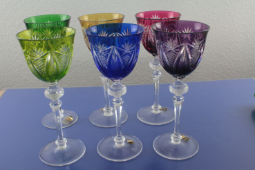 WMF Cristal Cabinet 6 Weingläser Kristallgläser bunt