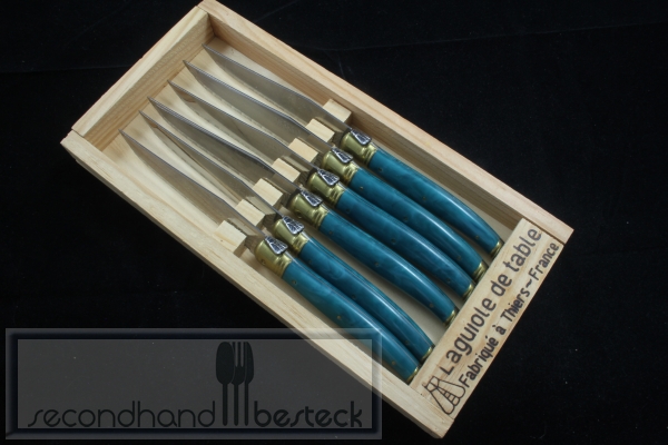 Laguiole de table 6 Steakmesser türkies Fabrique a Thiers France