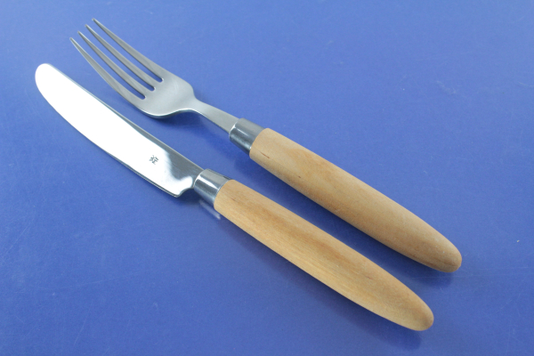 WMF Besteck mit Holzgriff Messer + Gabel Cromargan