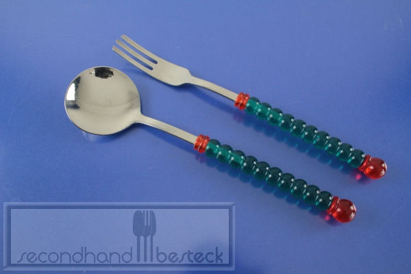 WMF Bingo Spaghettibesteck für 1 Person rot grün Cromargan