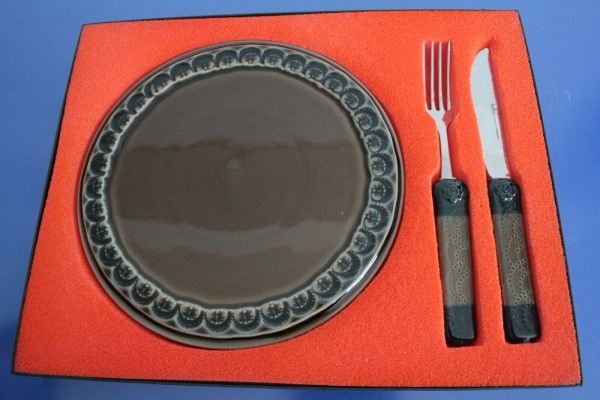 Rosenthal Keramik Brotzeit Teller + Besteck Messer und Gabel OVP