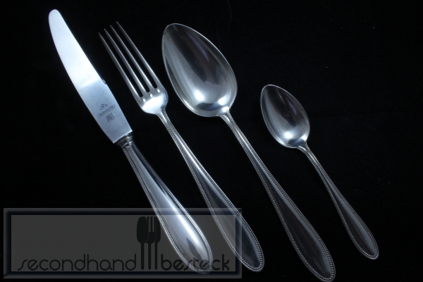 WMF 500 Perlrand Besteck für 6 Personen 23 Teile Monogramm "HJK" versilbert