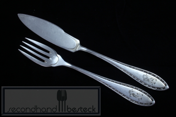 Wellner 288 Fischbesteck für 3 Personen Monogramm "EN" versilbert