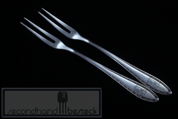 Wellner 288 2 Fleischgabeln Monogramm "EN" versilbert