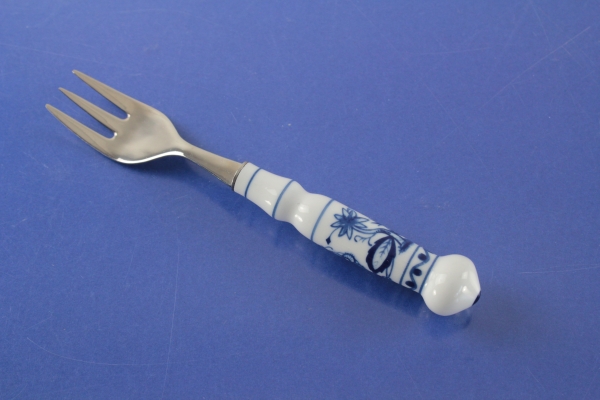 ABS DDR Zwiebelmuster Kuchengabel Porzellangriff 18/10 Edelstahl