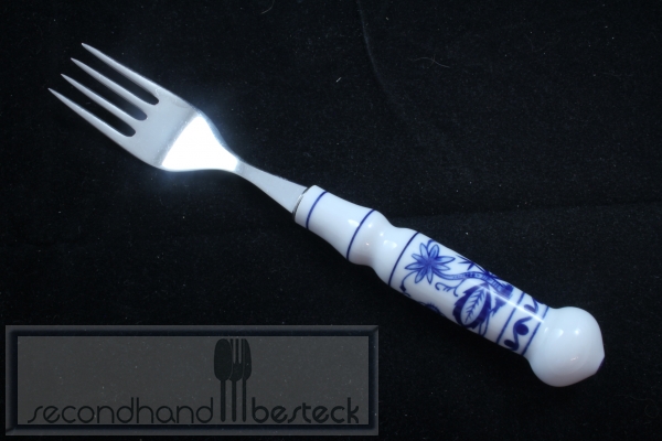 ABS DDR Zwiebelmuster Speisegabel Gabel Porzellangriff 18/8 Edelstahl