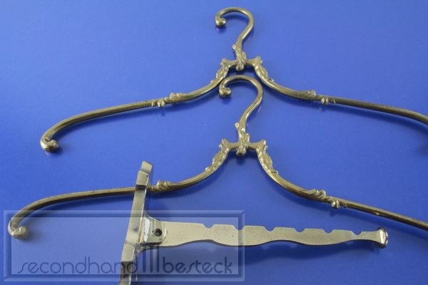 2 x schöne Messing-Kleiderbügel 43,5 cm + Messing Halter für Kleiderbügel
