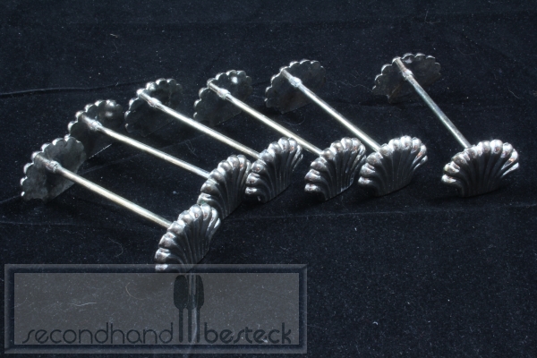 6 Messerbänke Messerbänkchen Muschelform versilbert