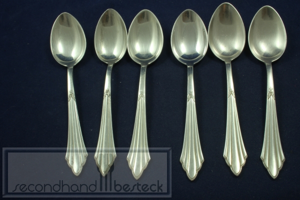 WMF 900 Fächermuster 6 Kaffeelöffel 13,8 cm versilbert