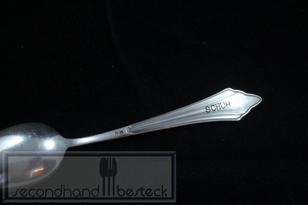 WMF 900 Fächermuster 6 kleine Kaffeelöffel / Teelöffel 12,7 cm Gravur versilbert