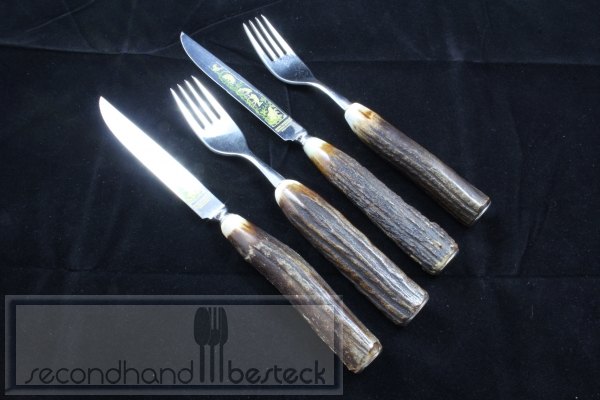 Anton Wingen Jagdbesteck Steakbesteck für 2 Personen Horngriff Solingen