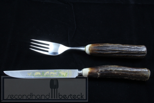 Anton Wingen Jagdbesteck Steakbesteck für 2 Personen Horngriff Solingen
