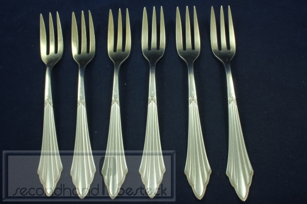 WMF 900 Fächermuster 6 Kuchengabeln 15,6 cm versilbert