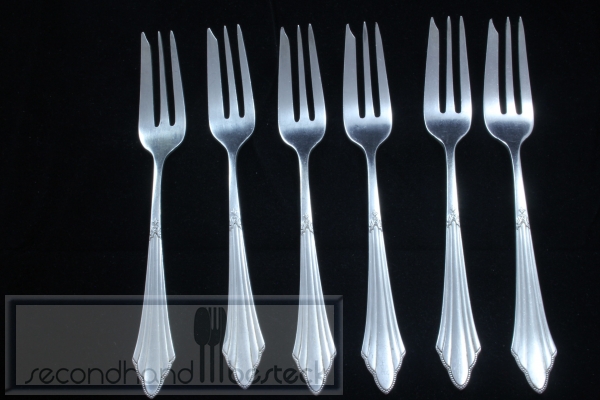 WMF 900 Fächermuster 6 große Kuchengabeln 16,3 cm versilbert